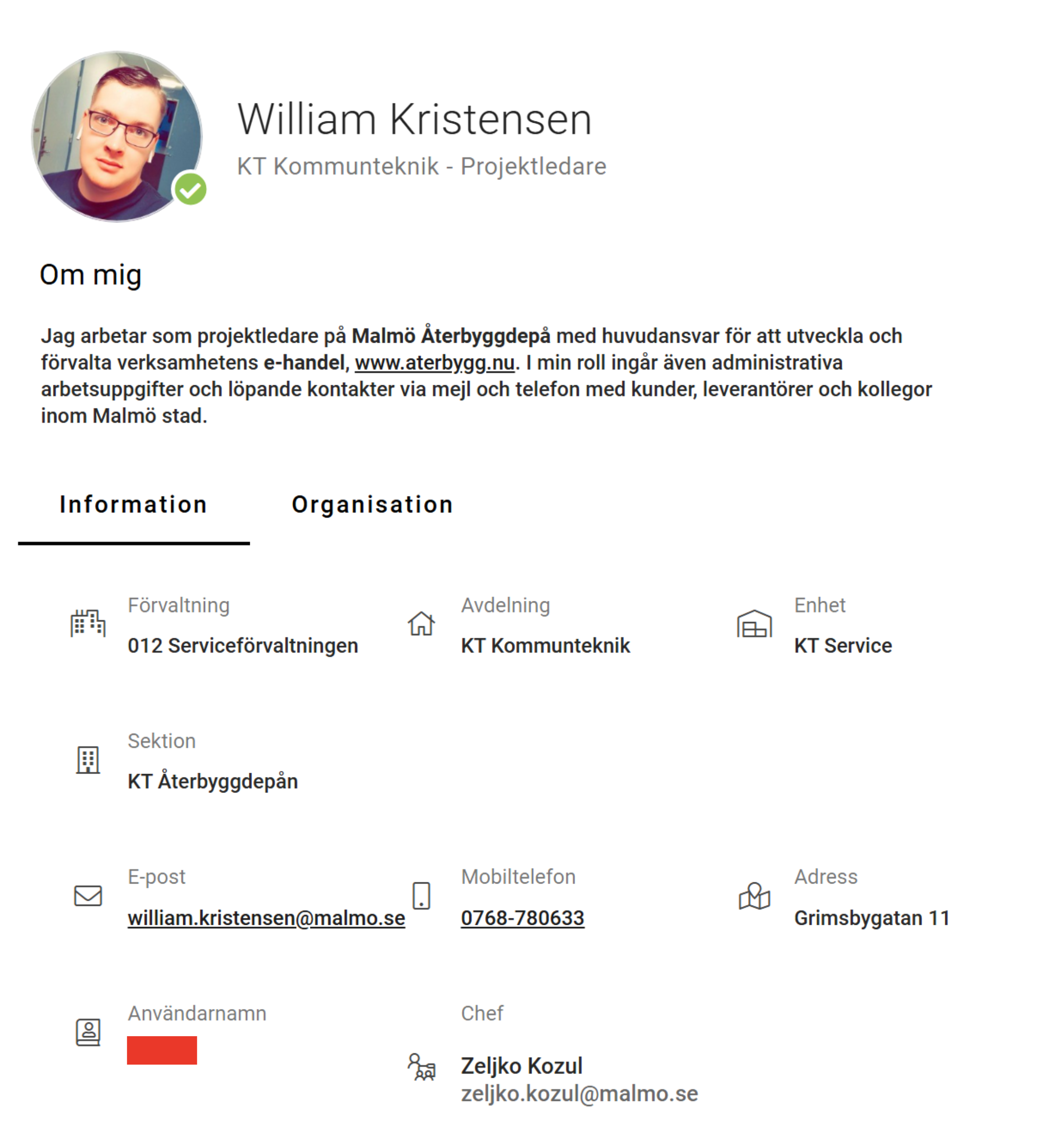 Kontaktuppgifter till aktuell kontaktperson